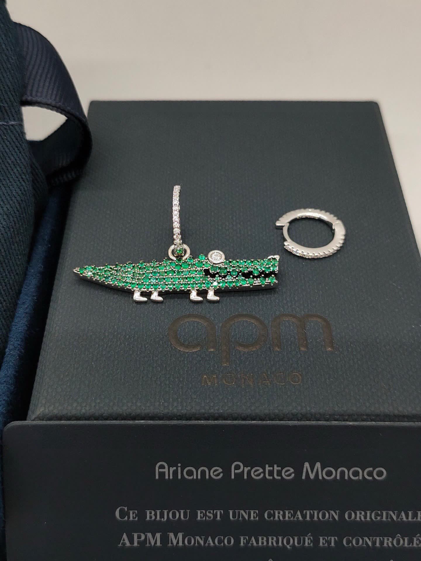 APM Monaco Emerald Crocodile Earrings